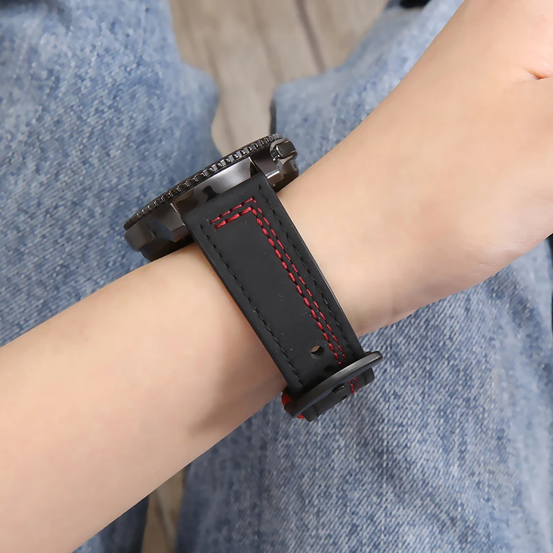 Фото Ремешок кожаный для Samsung Galaxy Watch 3 5 6 4 Classic 46/47 мм Active 2 4 44/40 мм 5 pro 45 мм, браслет для смарт-часов, 22/20 мм №4