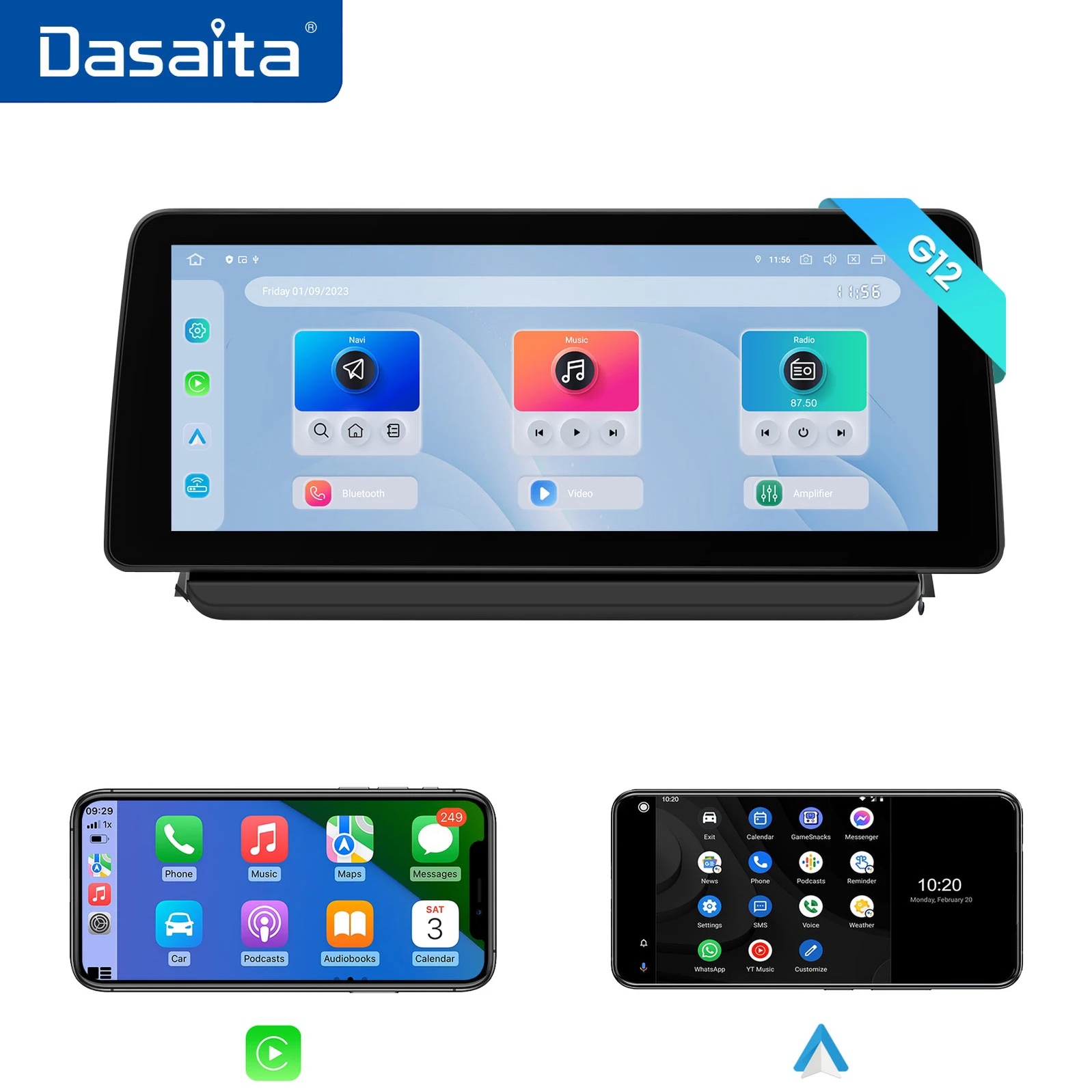 

Dasaita for Toyota Corolla 2019 2020 2021 2022 Qualcomm 12.3" QLED Screen Carplay Android Auto Radio Car Stereo Multimedia GPS