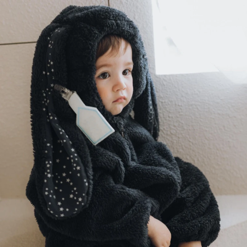 Korean Version of Children Jumpsuit Plush Rabbit Shape Thickened Cartoon Costume Pajamas for Girls Children Pajama Pijama Ni&ntilde;o