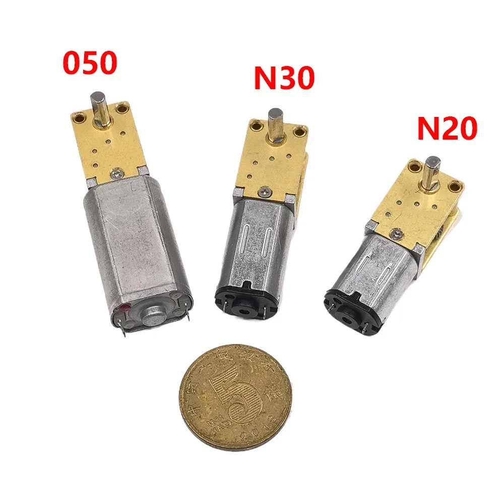 Micro 050 N30 N20 Worm Gear Motor DC3V-12V 6V 9V 4-762rpm Slow Speed All Metal Gearbox Engine Right Angle Output Shaft