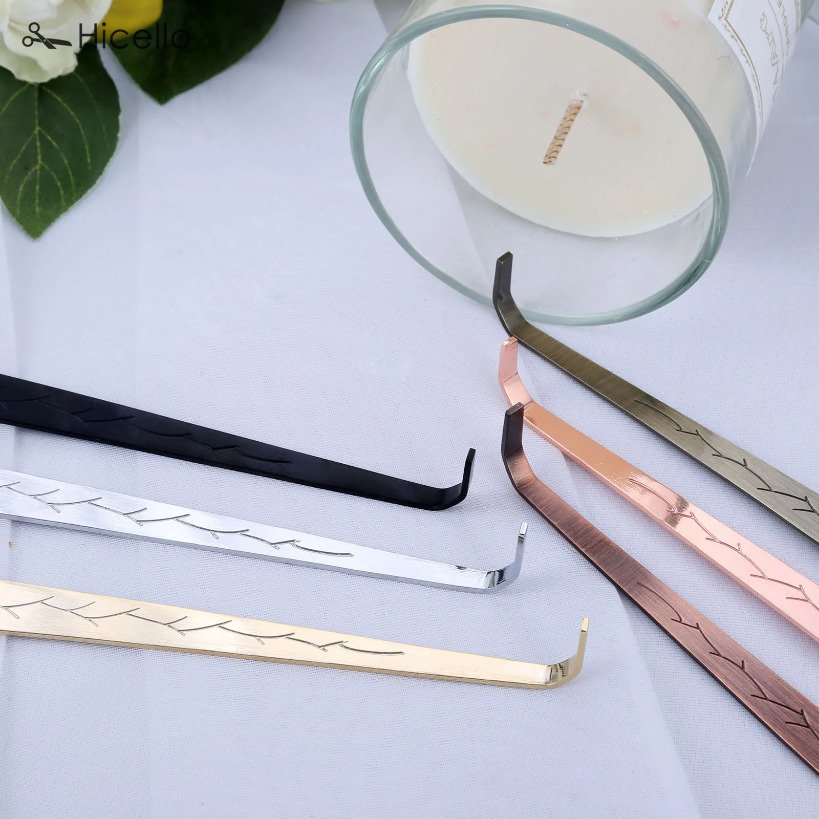 Candle Snuffer Trimmer Hook Stainless Steel Carved Candle Wick Cutter Put out Extinguisher Hooks 20cm Gold Silver Black Bronze