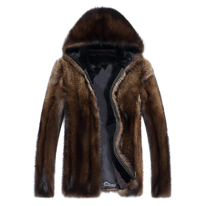 

Куртка мужская из искусственного меха, с капюшоном, зима 2023