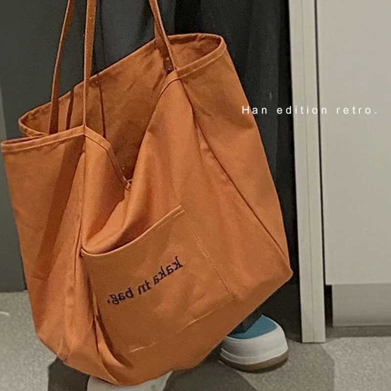 

Versatile Letter INS Large Capacity Shopping Handbag Casual Canvas Women's Shoulder Bag Summer 2023 New Fashion Ladies Totebag