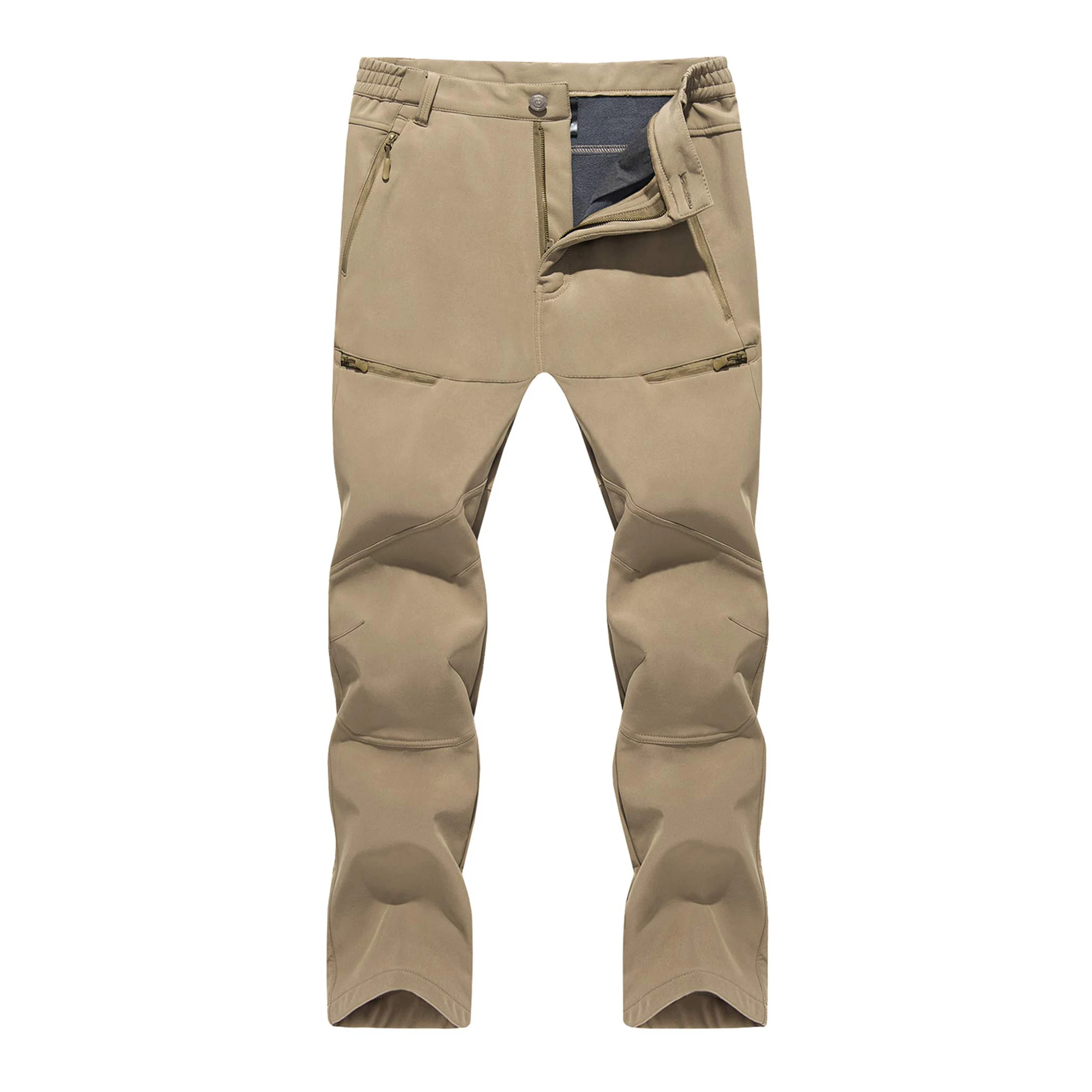 MAGCOMSEN Winter Fleece Men's Pants Warm Casual Straight Trousers 9 Pockets Waterproof Snow Hiking Pants 2
