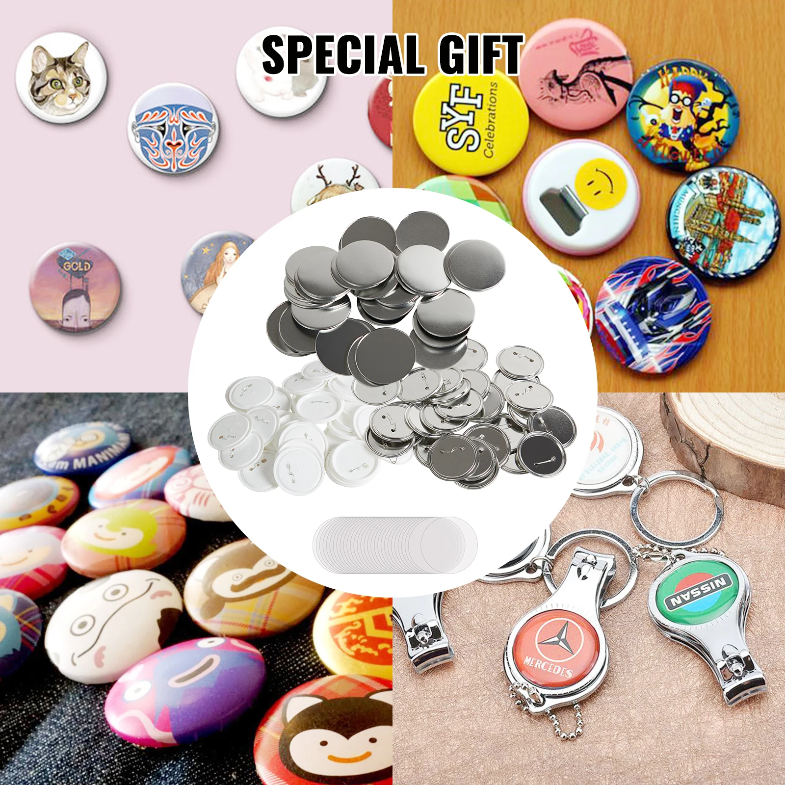Button Making Supplies 200/500Sets Badge Parts