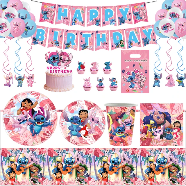 Carte d'invitation thème dessin animé Disney CAN O & Stitch pour enfants,  fête d'anniversaire pour filles, fournitures de fête préChristophe, faveurs