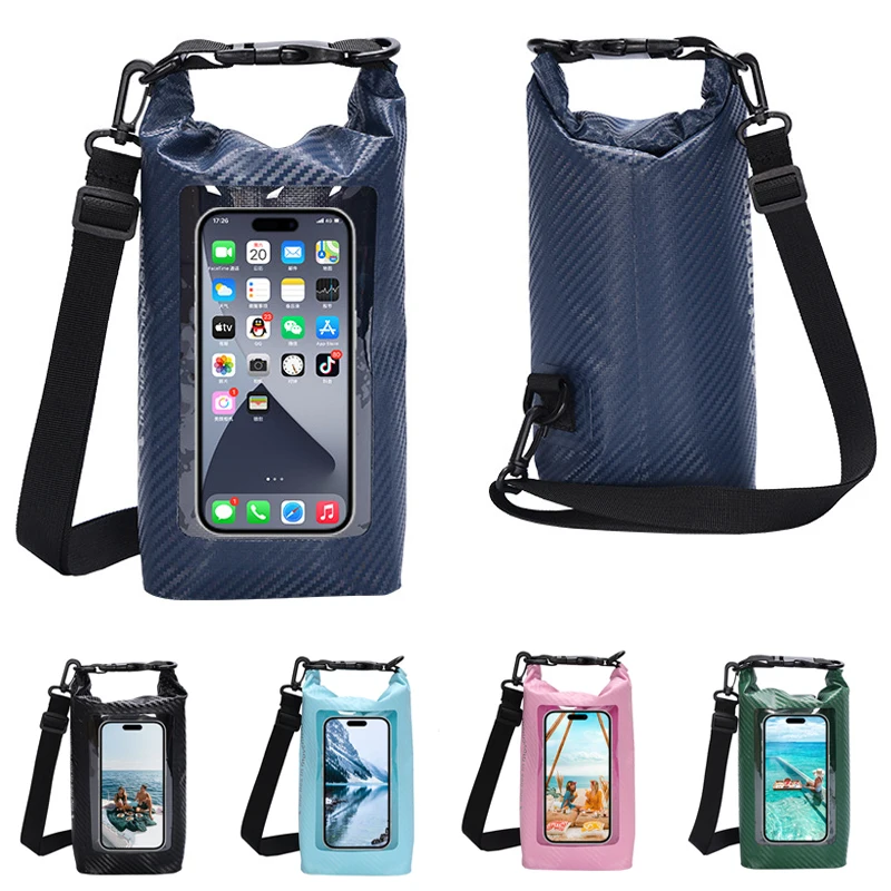 3L 5L Dry Bag Swimming Pack Touch Screen Carbon Fibre Outdoor Waterproof Kayak Storage Bag Trekking Drifting Rafting Boating