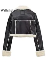 Willshela Women Fashion Solid Front Zipper Jackets Vintage Lapel Neck Long Sleeves Female Chic Lady Outfits 2