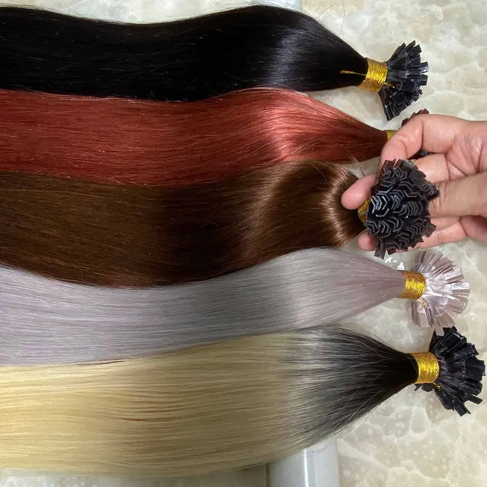 Extension per capelli con punta a V in vero capello umano al 100%, cheratina, capelli Remy, K-Tip, capelli brasiliani, morbidi, setosi, lisci, naturali per donna - immagine 5