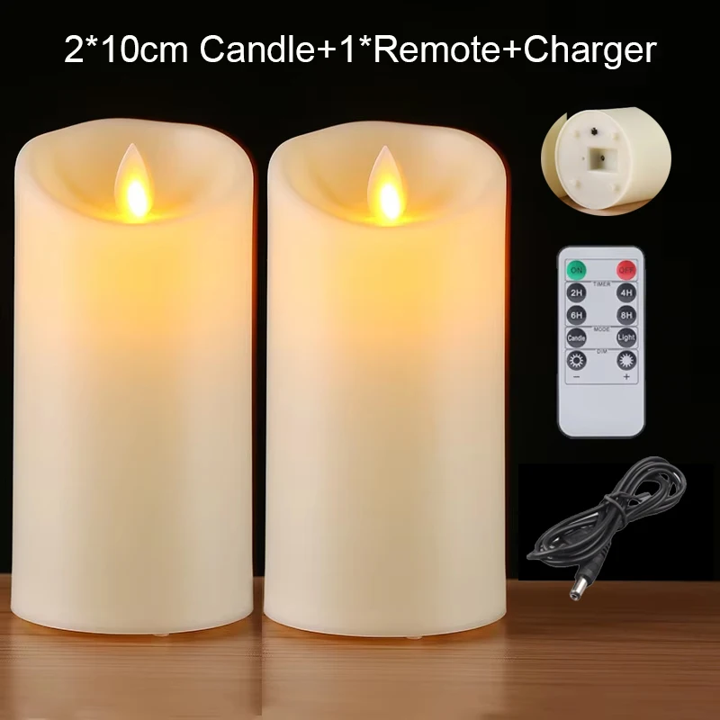 Candele LED Senza Fiamma In Vera Cera Con Telecomando, Ricaricabili USB, Timer, Vetro Oro, 3 Pezzi