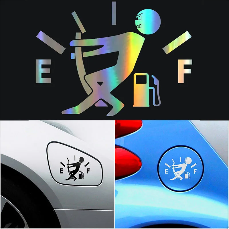 

Funny Vinyl Car Reflective Pull Fuel Tank Stickers Pointer To Full High Gas Consumption Sticker Decals Auto Exterior Accessories