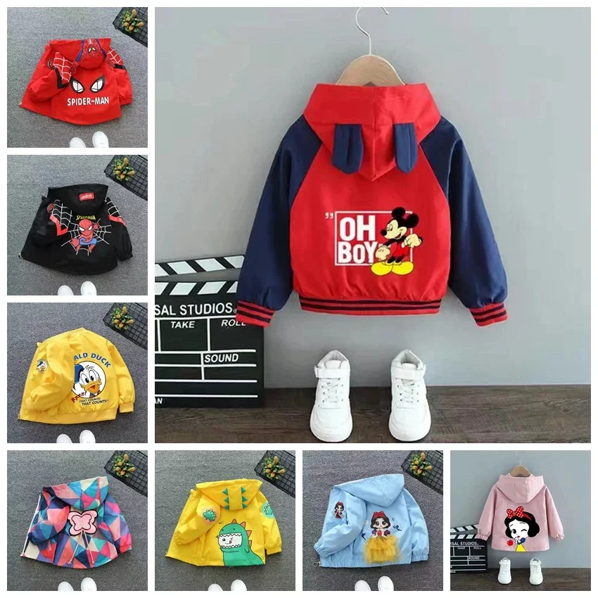 

Baby Boys Jackets For Kids Casual Outfit Girls Coat Cartoon Mickey Minnie Spiderman Donald Baby Children Windbreaker Clothing