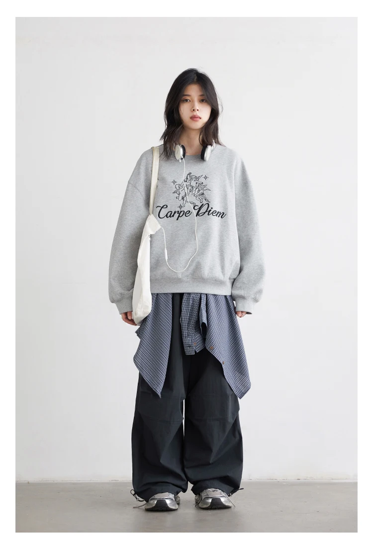 CHIC VEN Women Pants Solid Loose Casual Outdoor Workwear Female Wide Leg Trousers Drawstring Windproof Spring Autumn 2025