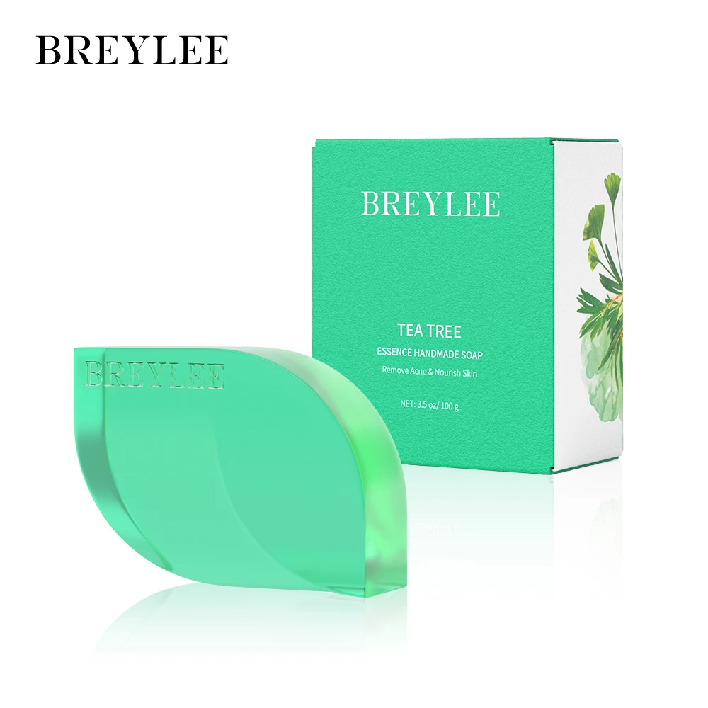 

BREYLEE Tea Tree Acne Treatment Essential Oil Handmade Soap Pore Deep Cleansing Remove Pimple Blackhead Body Face Skin Care 100g
