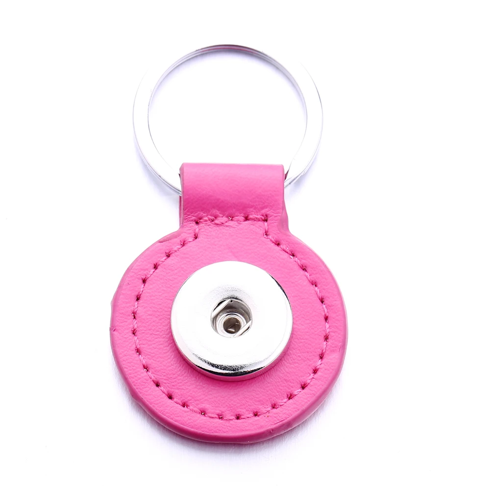15pcs  Snap Jewelry PU Leather Keychains Fit 18mm 20mm Snap Buttons DIY Snap Keyring For Women Keychain