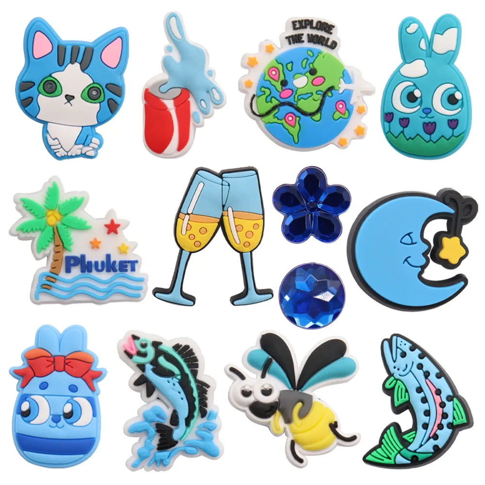 

1Pcs Blue Moon Rabbit Egg Earth Phuket Children Garden Sandal Charms DIY Dolphin Butterfly Backpack Jibz Shoe Buckle Decorations