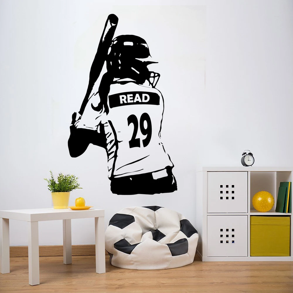 

Baseball/Softball Player Vinyl Wall Decal - Choose Name and jersey number - Gift for her G-168