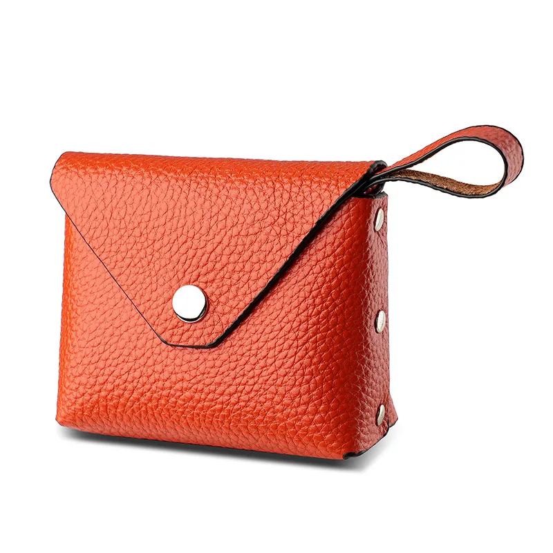 

Classic Women's Coin Purse Made of Genuine Leather with Lychee Pattern and Flap Mini Purse