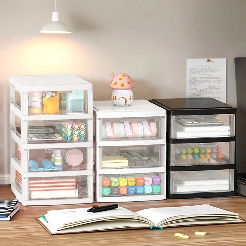 1Pc Storage Box Space-Saving Clear Drawer Organizer 2/3/4-Tier Sort Office Home dormitory Makeup Pens Jewelry Stationary storage box