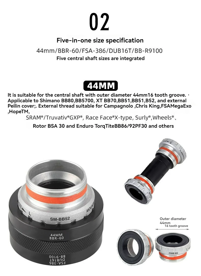 Description Picture 4 of item5 in 1 Bottom Bracket Tool TL fc24 fc25 DUB BBR60 BB93 Mega evo BB52 BSA30 BB386 Installation Tool Remover Repair key Cups