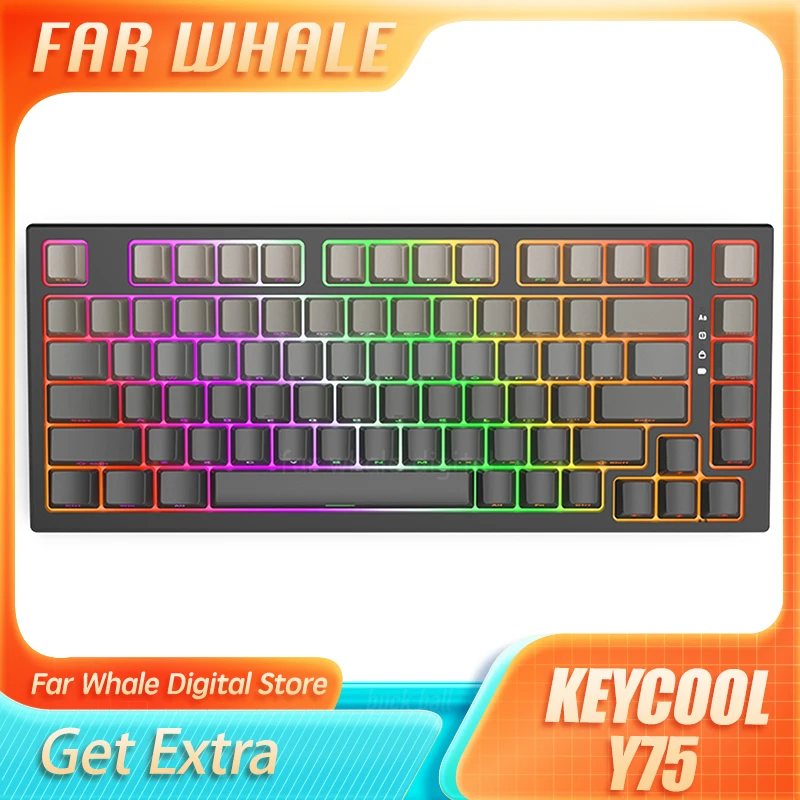 

KEYCOOL Y75 Wireless Keyboard Bluetooth Gaming Rgb Hot-swap Customization 1000hz E-sports Mechanical Keyboard For PC Win Mac