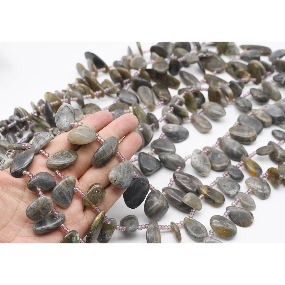 

13-16x25-40mm Natural Smooth Labradorite irregular Oval Stone Beads For DIY necklace bracelet jewelry make 15 "free delivery