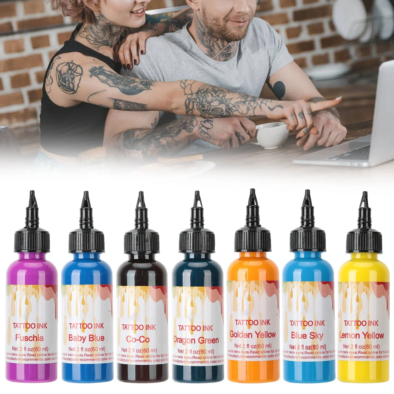 60ml/Bottle Safe Tattoo Ink Microblading Pigment Safe Professional Long Lasting Colorful Makeup Paints Accesories for Body Arts