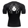Spider Print Compression Shirts for Men Athletic Quick Dry Tshirts Tops Gym Workout Running Undershirts Baselayers Rash Guard