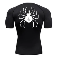 Spider Print Compression Shirts for Men Athletic Quick Dry Tshirts Tops Gym Workout Running Undershirts Baselayers Rash Guard