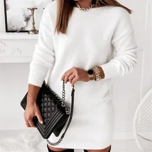  Sexy Backless White Lace Long Sleeve Mini Dress Women 2022 Autumn Winter Warm Velvet Office Dresses For Women Robe Femme 