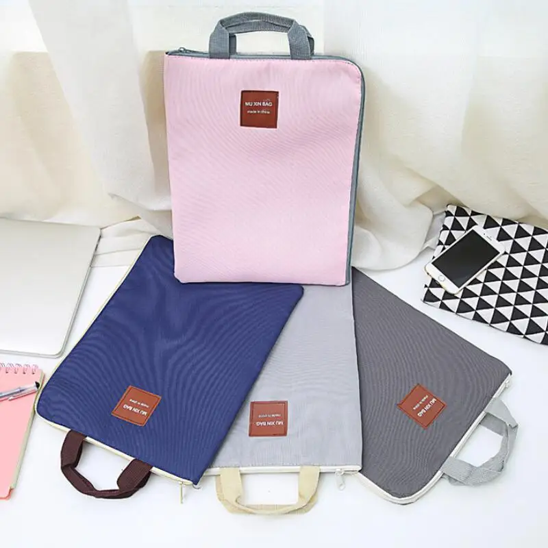 File Information Bag Canvas A4 File Folder Document Business Briefcase Paper Storage Organizer Stationery School Office