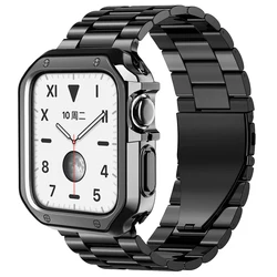 Sleek Stainless Steel Watch Strap with Soft TPU Protective Case - 41mm (Black black)