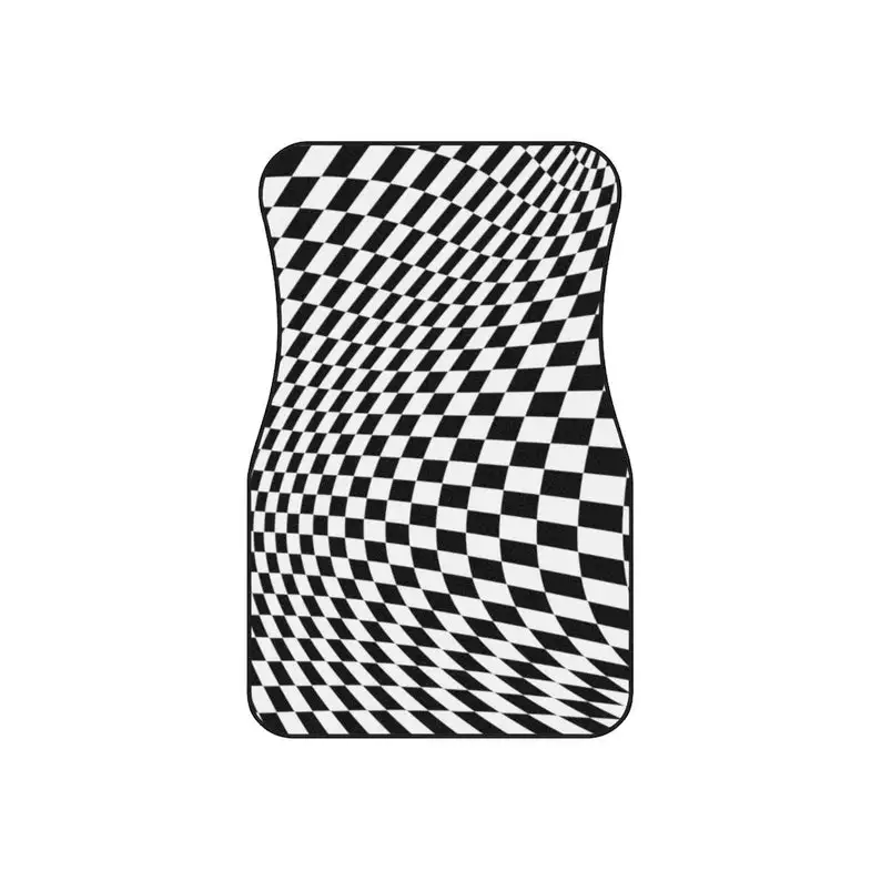 Tapis de sol de voiture en damier vert ondulé 2 tapis avant 