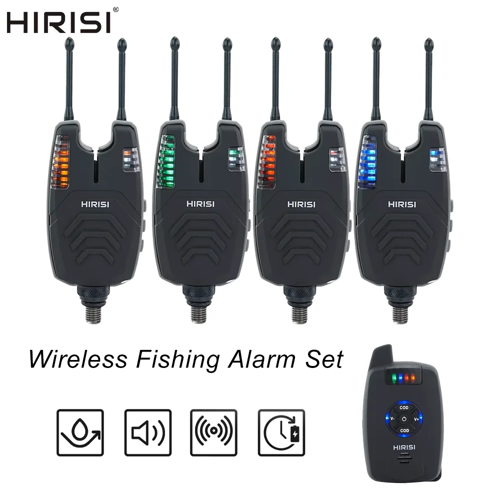 Set d'alarme sans fil carp fishing Hirisi waterproof - Kit 1+4 avec indicateurs de touche étanches