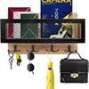 1Pc Key Holder Wall Mount Key and Mail Chains Rack for Left-luggage office Kitchen Living Room Checkroom (Wood) 6
