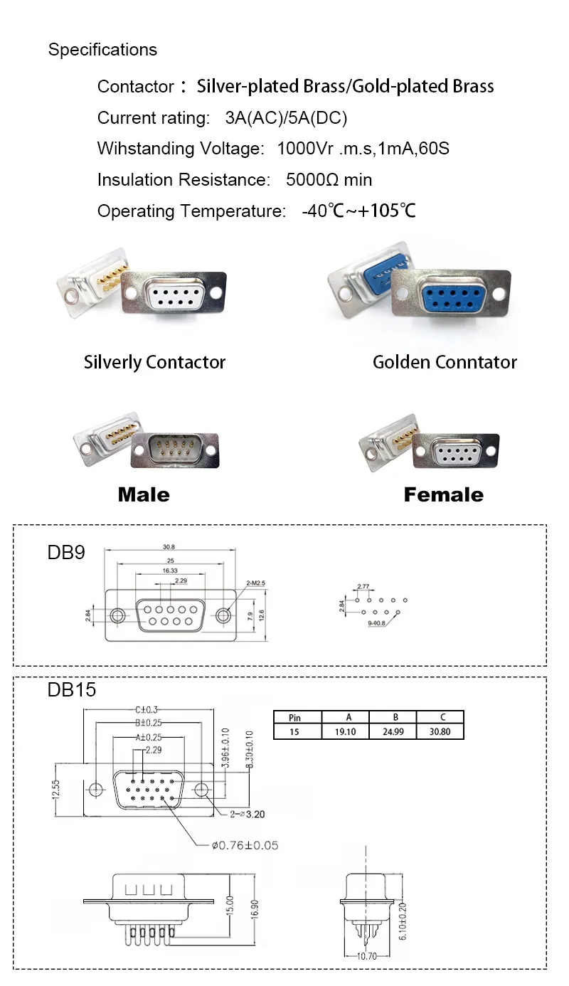 10pcs Db9 Connector Core Vga Pl9pin Port Socket Female Male D Type Adapter  D Sub Db15 - Connectors - AliExpress