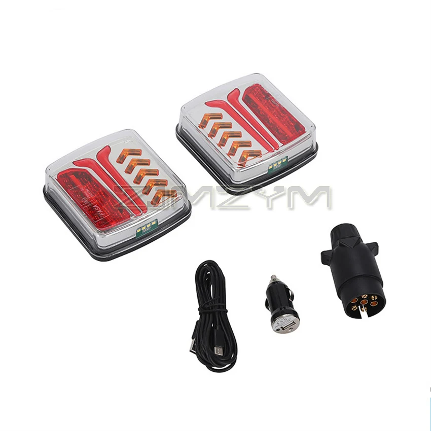 12V 24V Trailer Truck Tail Light LED Brake Signal Warning Light Magnet Red Yellow Dual Color for RV Camper Lorry Truck