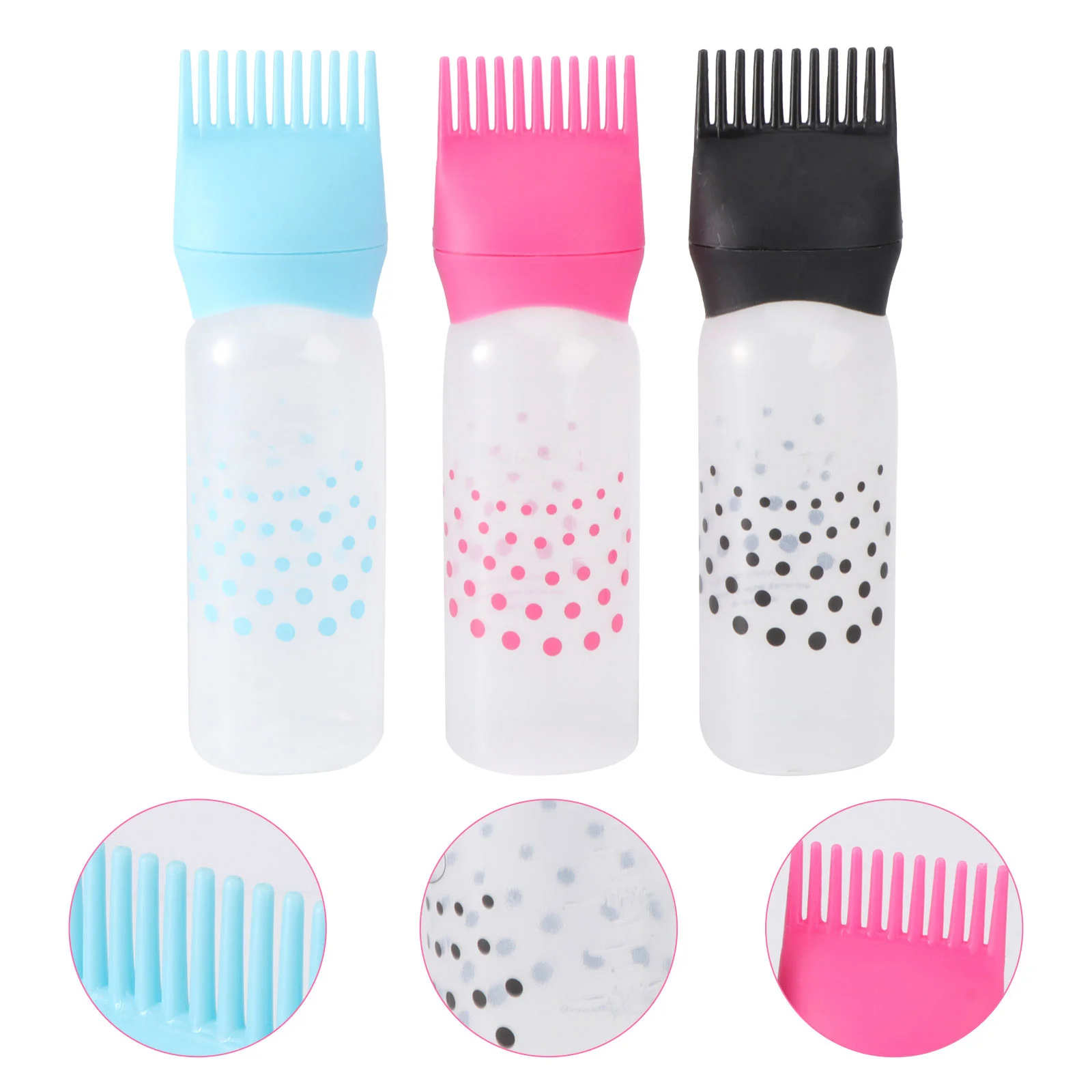 

3pcs Root Comb Applicator Bottles, Hair Dye Dispenser Bottle Applicator With Comb for Shampoo, Hair Coloring Dyeing, Scalp