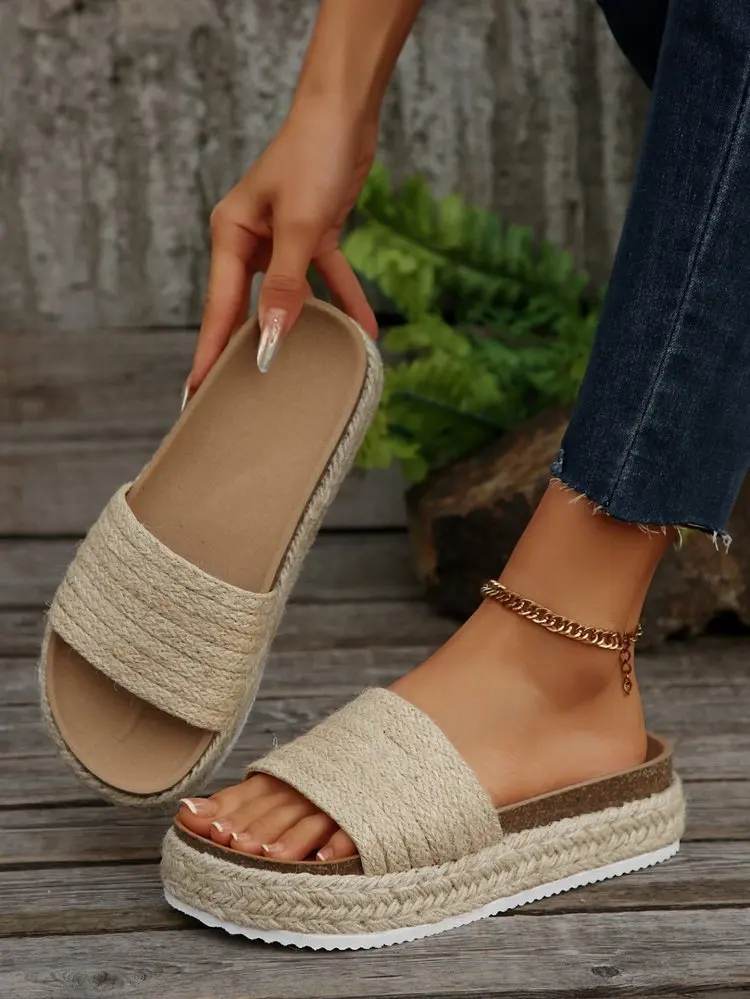 Shevalues Damen-Hausschuhe mit neuem Webmuster, 2025, modische Strandschuhe mit dickem Boden, weicher Komfort, Sommer-Slides, lässige Damen-Haussandalen – Detail 7
