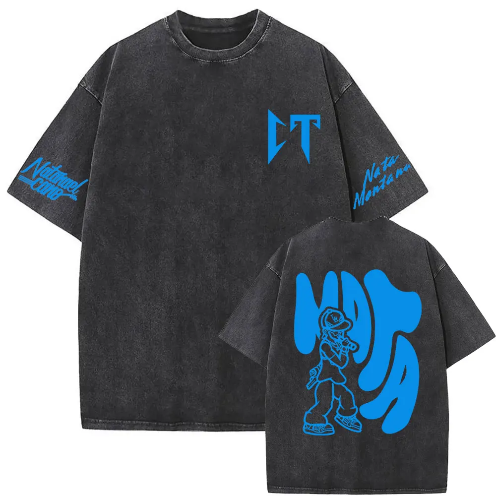 

Singer Natanael Cano Men Women Hip Hop Vintage Tshirt Nata Montana Washed T-shirt Corridos Tumbados T Shirts Male Streetwear