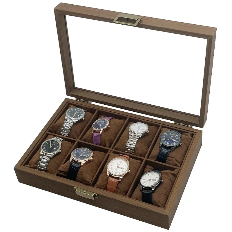 Wooden Watch Box Organizer with Glass Display Window