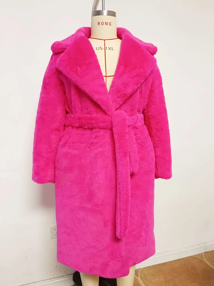 Pink Stand Faustine Coat Winter Long Faux Fur Coat Women Long