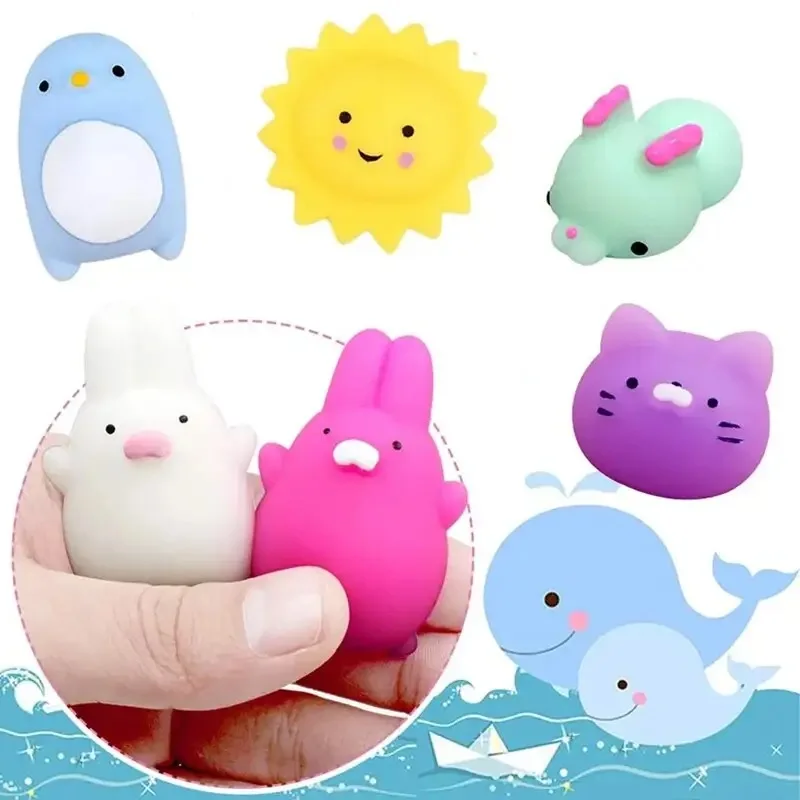 20PCS Random Cute Animal Squeeze Toys – Soft Rubber Stress Relief Fidgets, Car Vent & Gift Decor