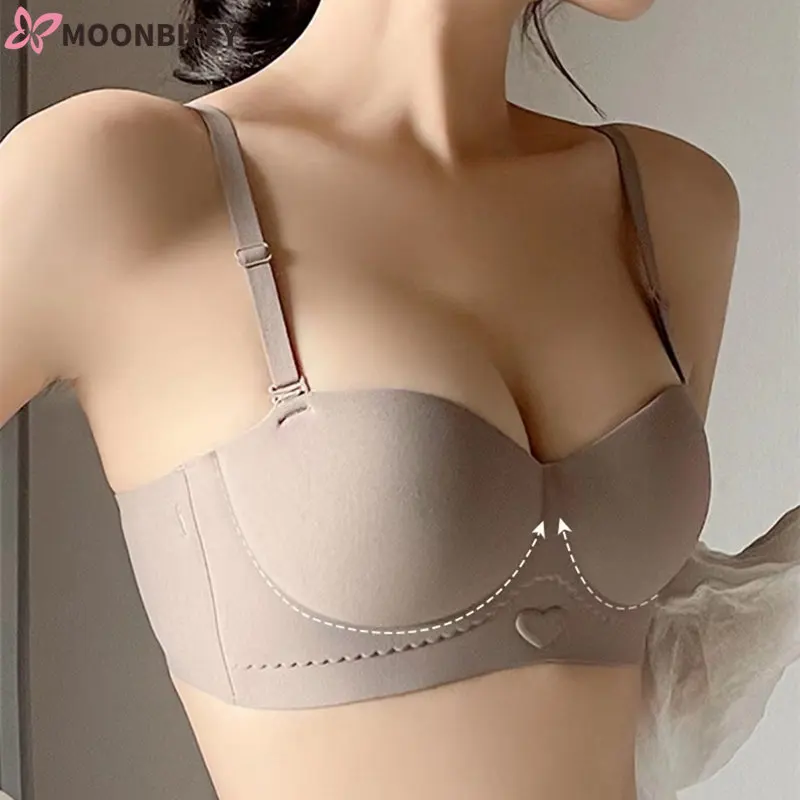 

Seamless Underwear Sexy Half-cup Women's Small Breasts Gather Strapless No Steel Ring To Close Breasts Beautiful Back Ladies Bra