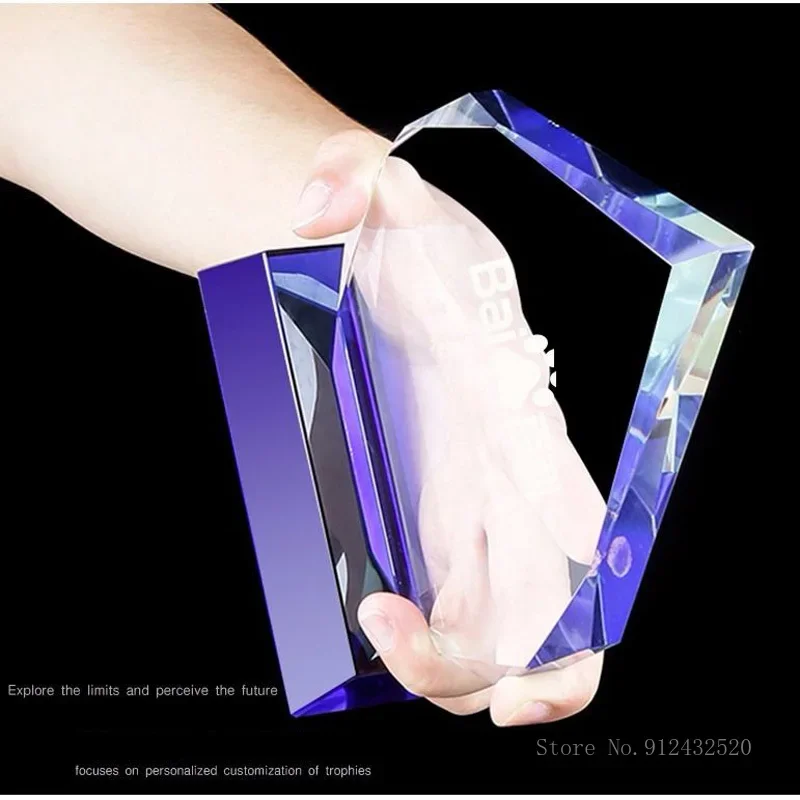 Customized Crystal Medal, Mountain Peak Shape ornament, Annual Meeting souvenir, craft gifts, Glass Trophy, Home Decoration, 1Pc