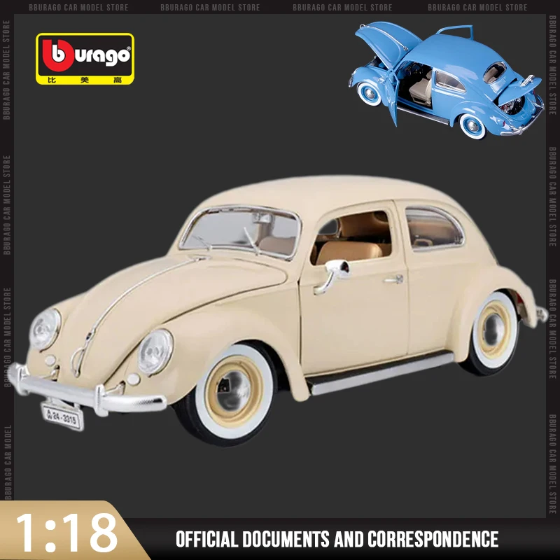 

Bburago 1:18 Vollswagen Kafer Beetle 1955 Racing Car New Alloy Luxury Vehicle Diecast Sports Car Model Alloy Simulation Gift