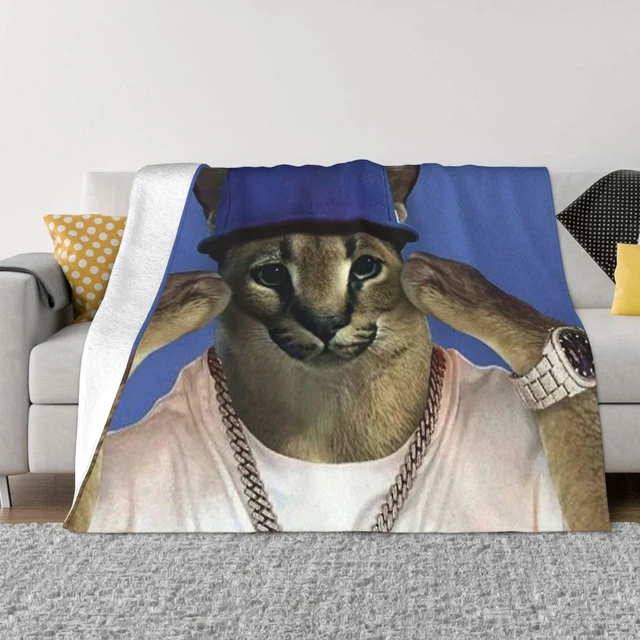 Big Floppa Meme Cute Caracal Cat Fleece Blanket by Zeyneb EwaMa