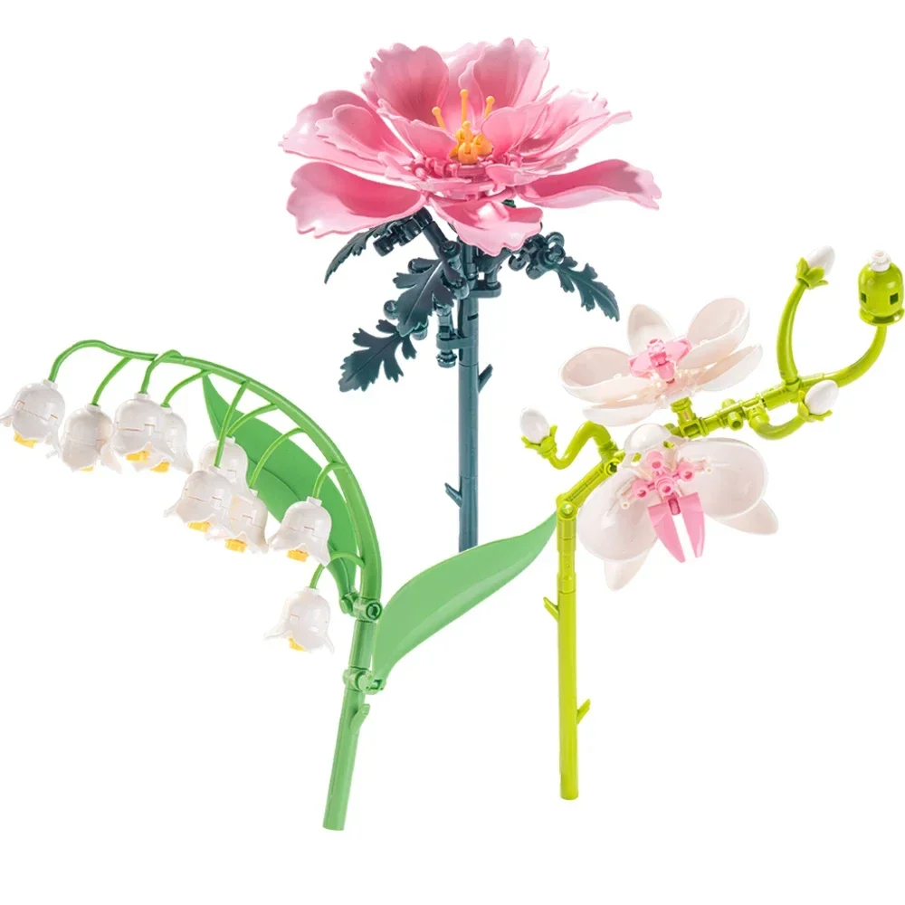 Collezione Bouquet - Set Di Mattoncini Per Costruire Fiori, Modello 3 Fiori, Per Adulti E Ragazzi, Idea Regalo Creativa