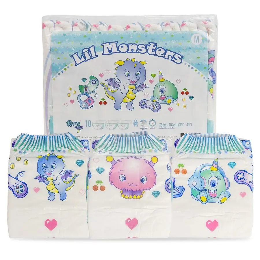 Lil Monsters 11,000ml Adult Diapers 10 Pack Medium