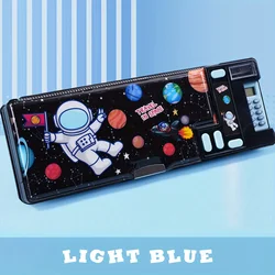 Colorful Kids Multifunctional Desk Organizer and Pencil Case with Built - in Calculator (Black)